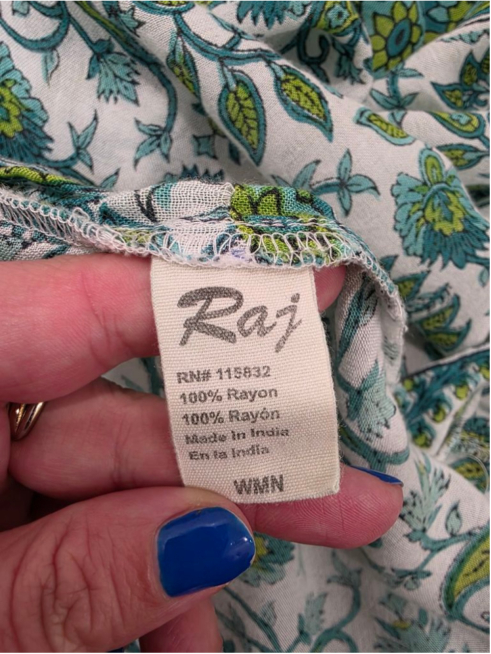 Raj Floral Duster Kimono One Size Green Blue Paisley Boho Lightweight - Picture 2 of 7